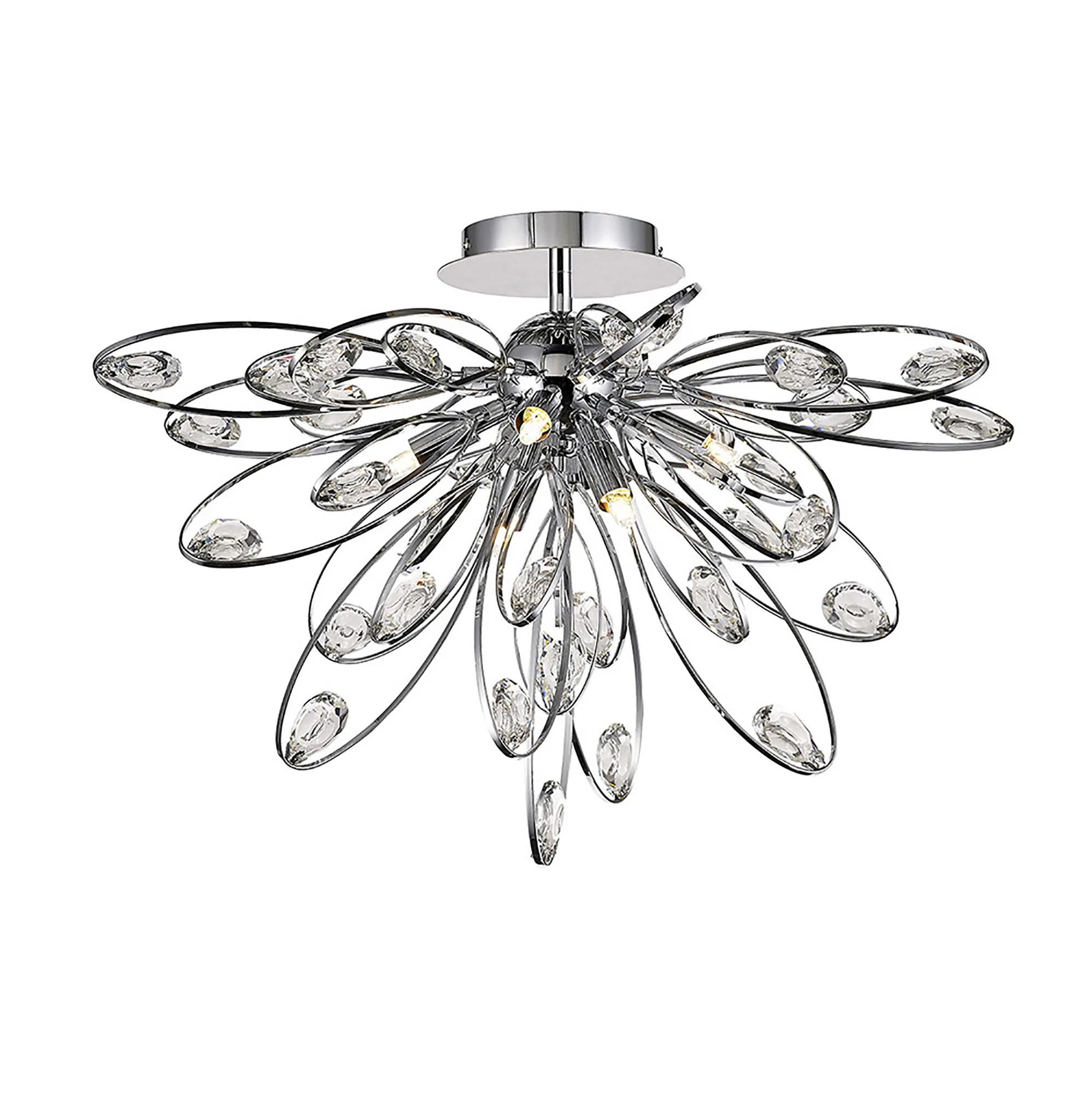 Harlow Crystal Ceiling Lights Diyas Flush Crystal Fittings